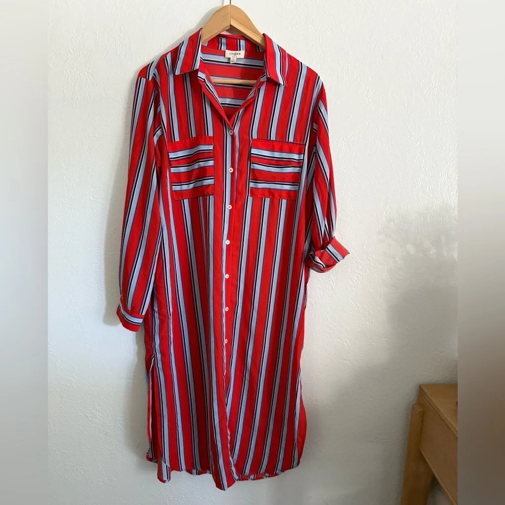 Umgee Red and Blue Striped dress - Picture 1 of 5